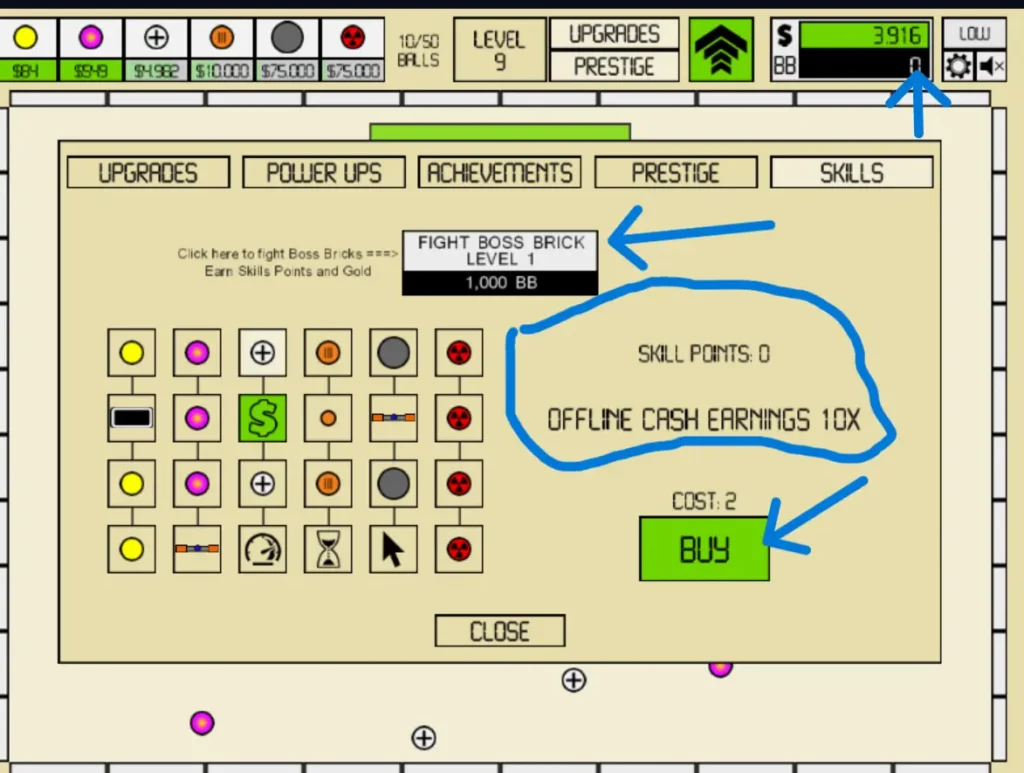 What you win idle breakout skills point