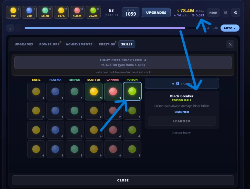 What you win to spend skill points