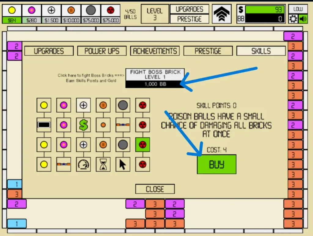 cost in Boss Bricks in Idle Breakout