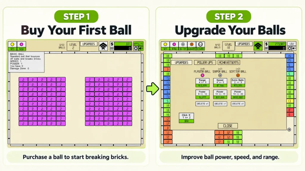 two step How to Play Idle Breakout